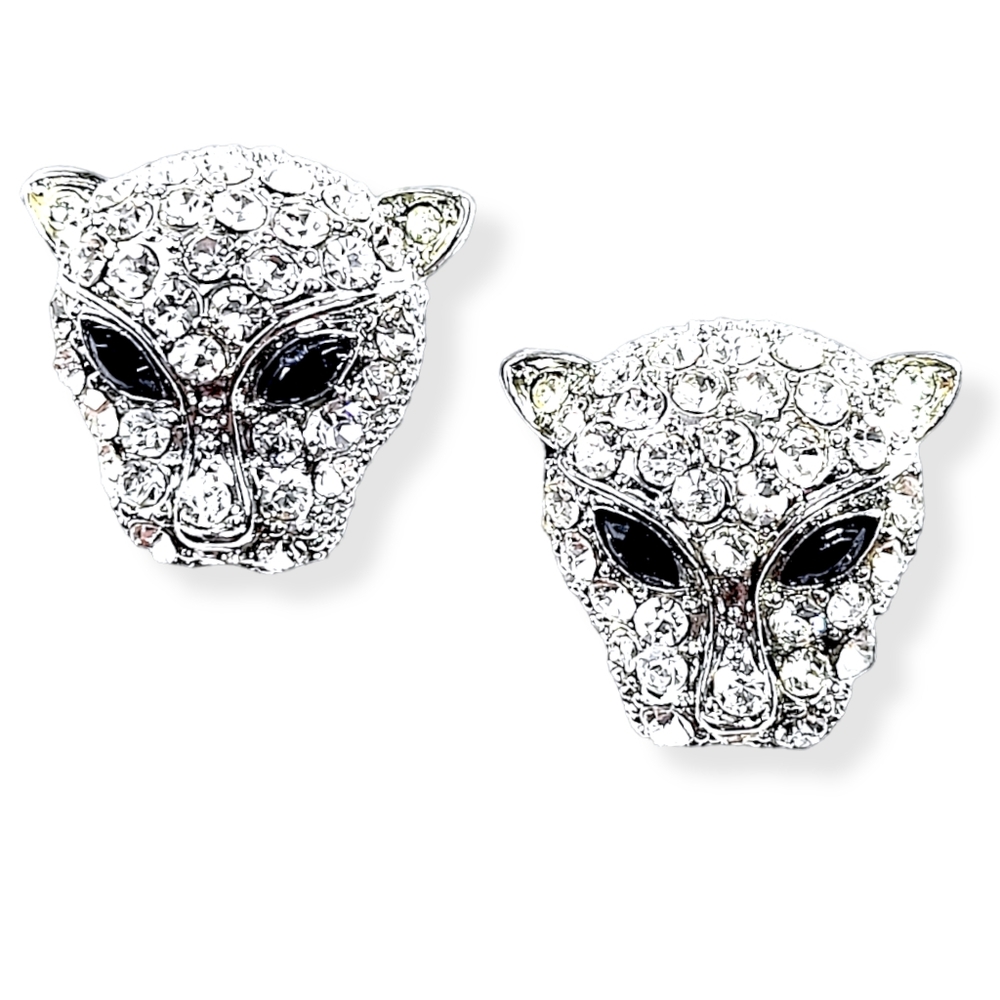 Contemporary Earrings Posts Leopards Crystal Diamonds